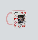 Personalised Love XOXO Couple Photo Mug | Custom Names | Black Handle | Romantic Valentine's Gift